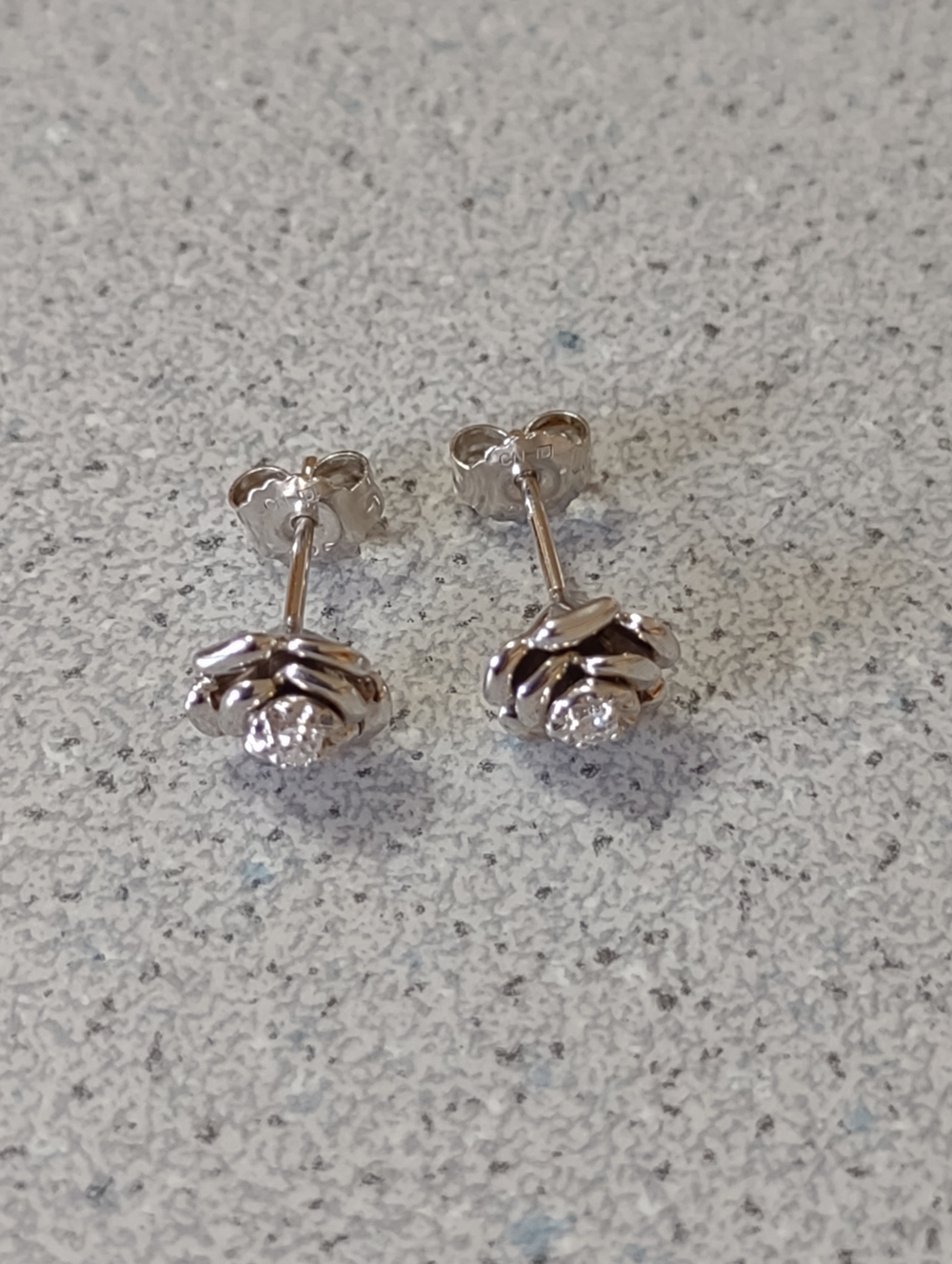 Sterling Diamond Rose Earrings